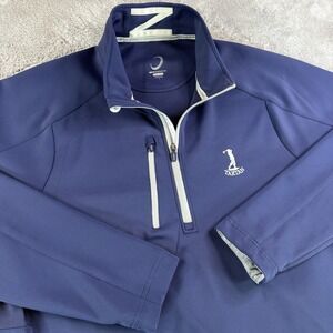 Zero Restriction Tour Series Quarter Zip Pullover Men's L Navy Golf Tartan Logo